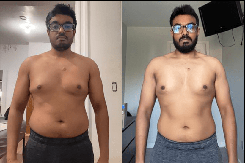 Fayaz 30-day transformation working 40 hours a week away from home in Canada, Pratyush Liftz client
